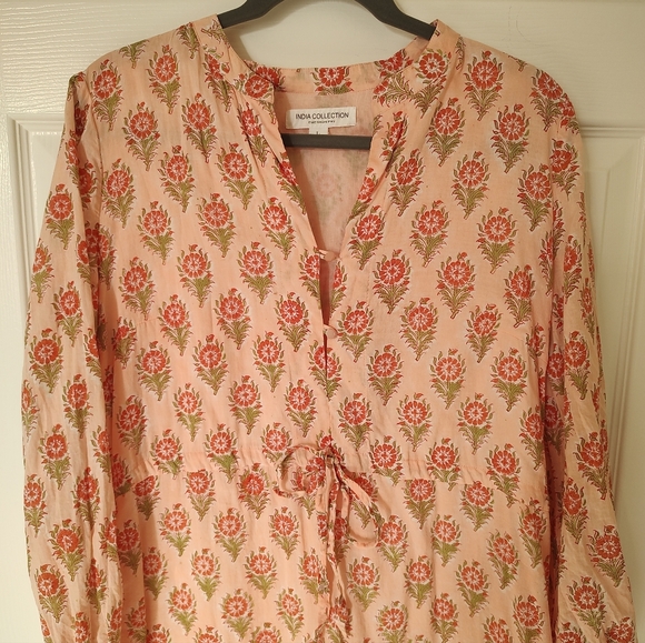 Emerson Fry India Collection Frances Monday Dress Peach Floral Maxi Large - Picture 12 of 16